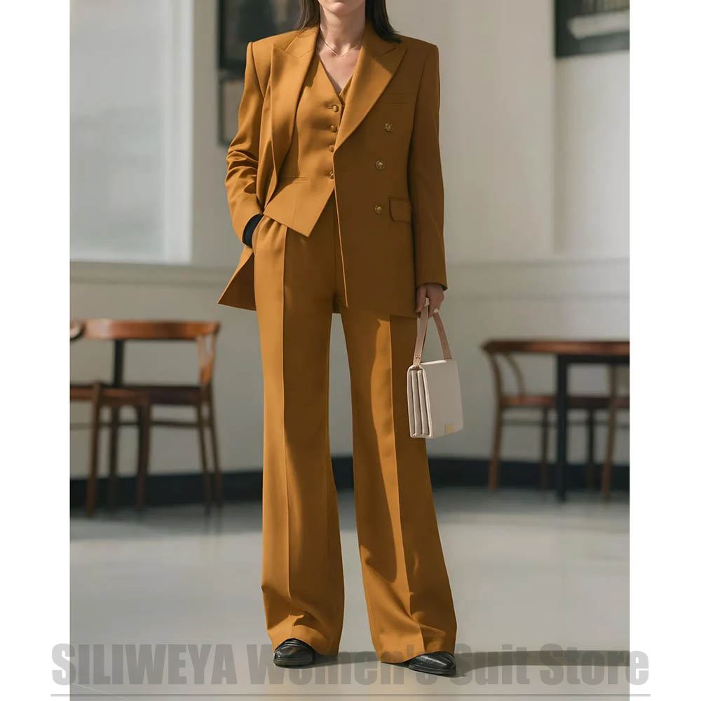 Women Formal Wear Tailor - Women's Suit 3 Piece Double Breasted