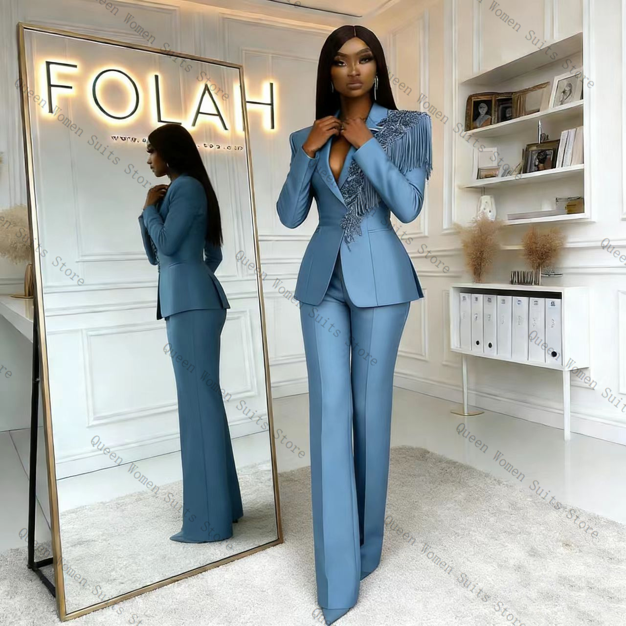 Tassel Blue Women Suit Pants S - Women'S Formal Wear For A Wedding review and price
