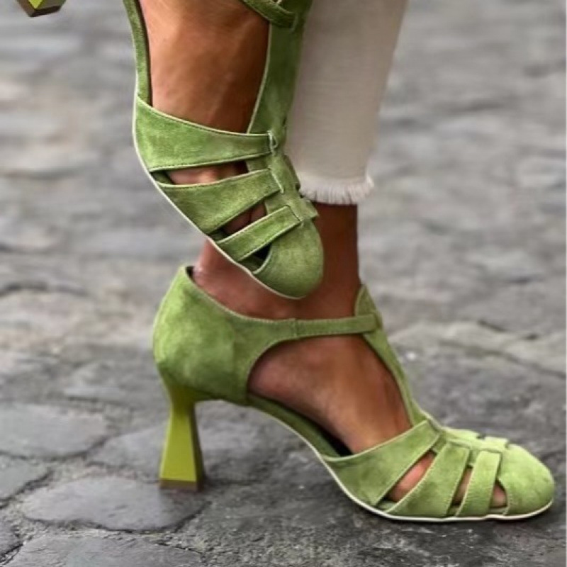 Women's Green Suede Kitten Hee - Women Formal Wear For Office review and price
