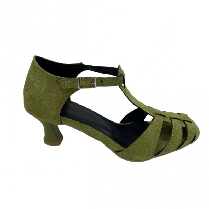 Women's Green Suede Kitten Hee - Women Formal Wear For Office review and price