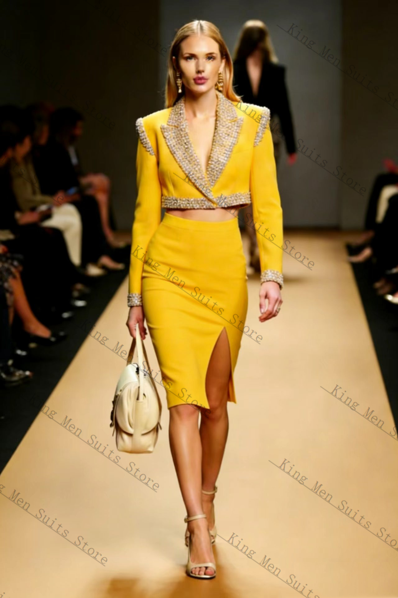 Yellow Crystals Women Suit Ski - Women'S Formal Jackets To Wear With Dresses review and price