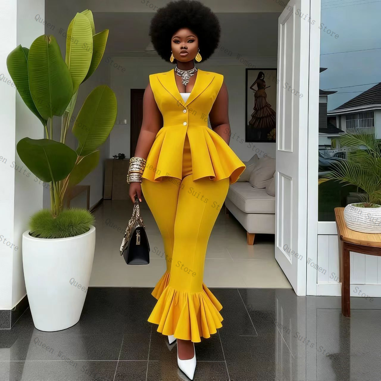 Yellow Women Suit Pants Set 2  - Women'S Formal Wear For A Wedding review and price